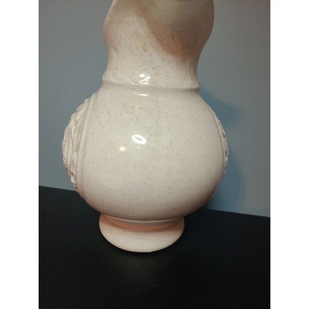 Vintage 1968 McCoy Art Pottery Speckled Cream Turkey Cameo Pattern 64oz. Pitcher